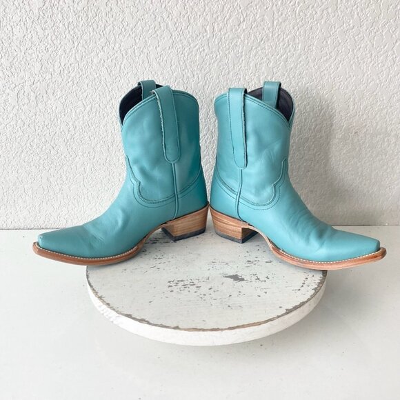 Lane EMMA JANE Womens Cowboy Bootie 5 Turquoise Blue Cowgirl Western Short Boots - Picture 7 of 11